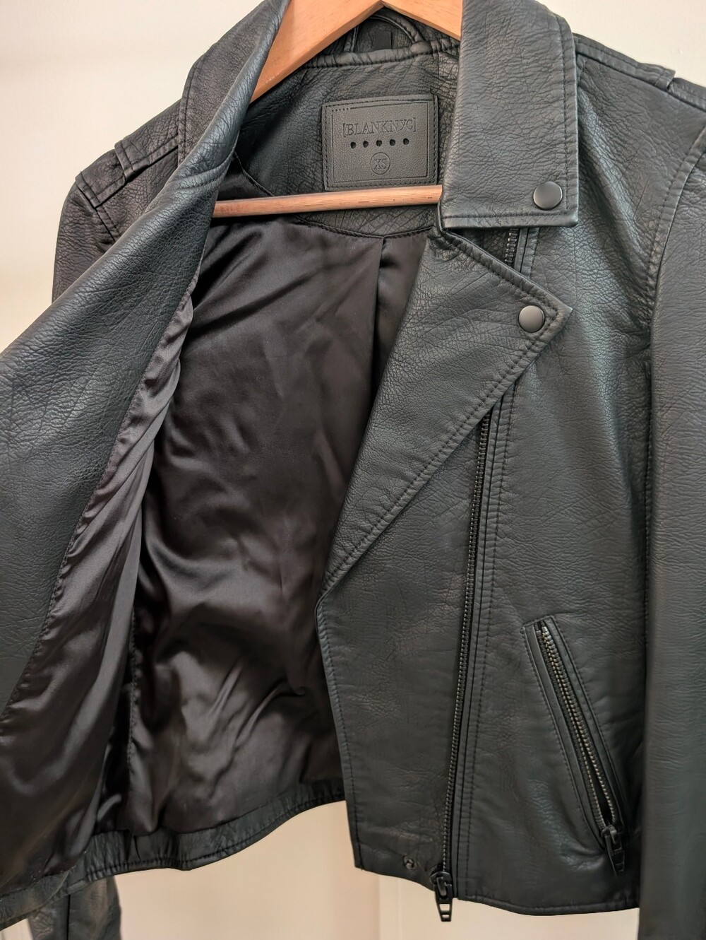 by Free People - Blank NYC Women's Black Faux Leather Moto Jacket